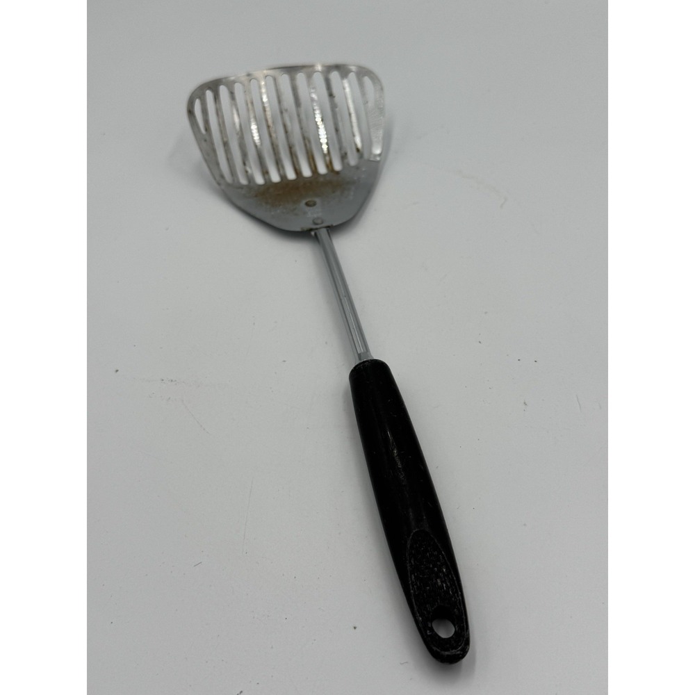 Vtg Ekco Kitchamajig Slotted Spoon Strainer Whip Utensil Black Handle USA
